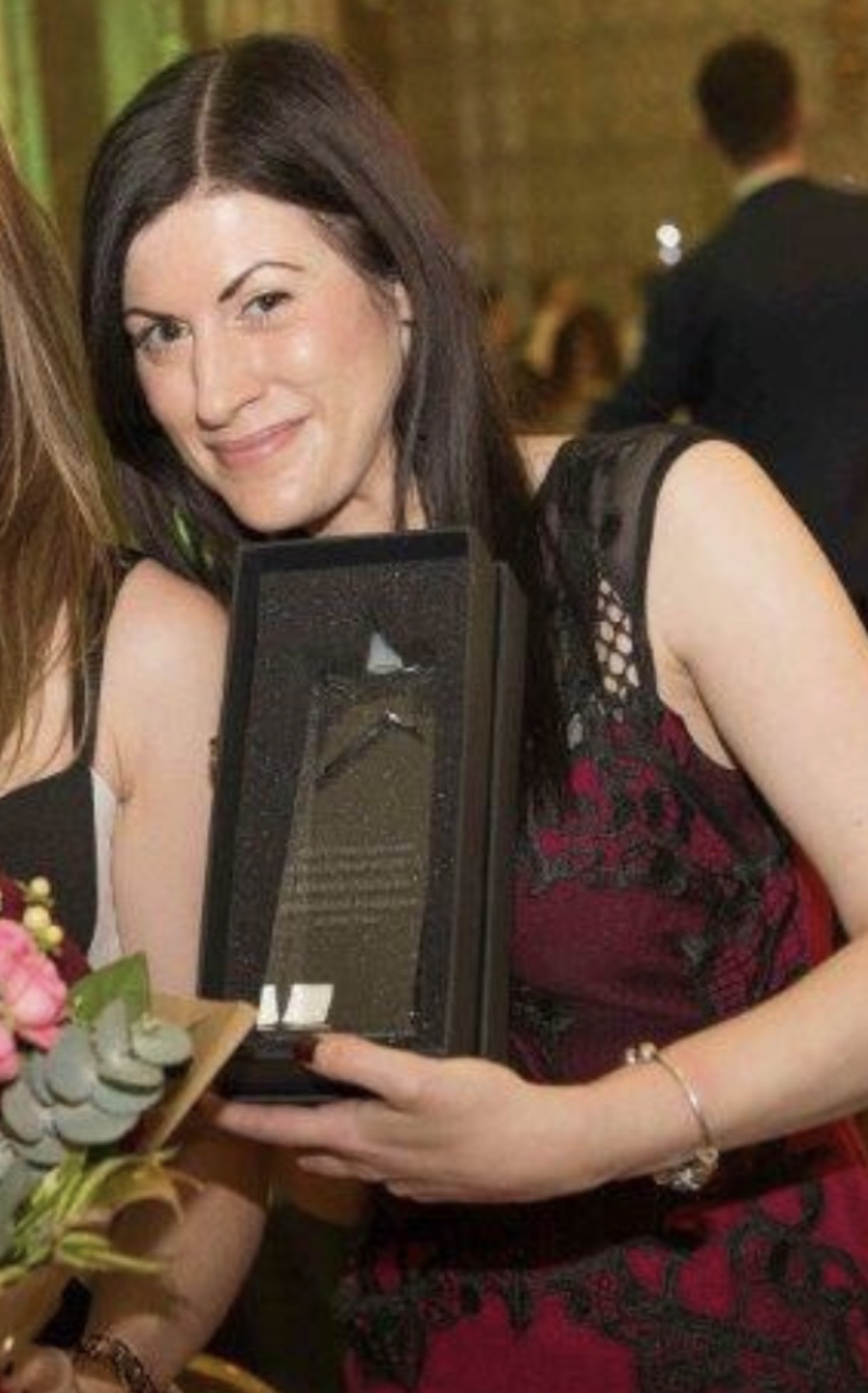 Wendy Nicholls with an award celebrating her leadership achievements
